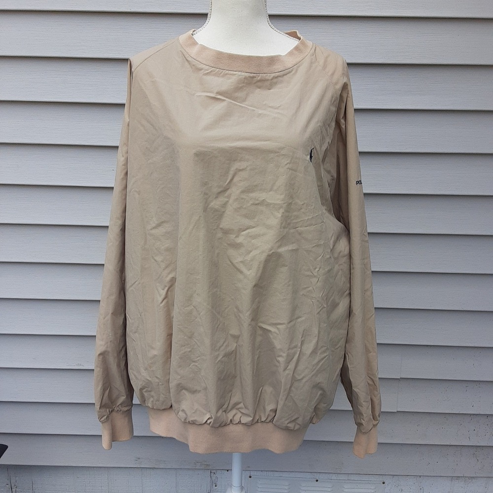 Polo Ralph Lauren Jacket Mens Large Beige Pullover Golf Windbreaker Lightweight